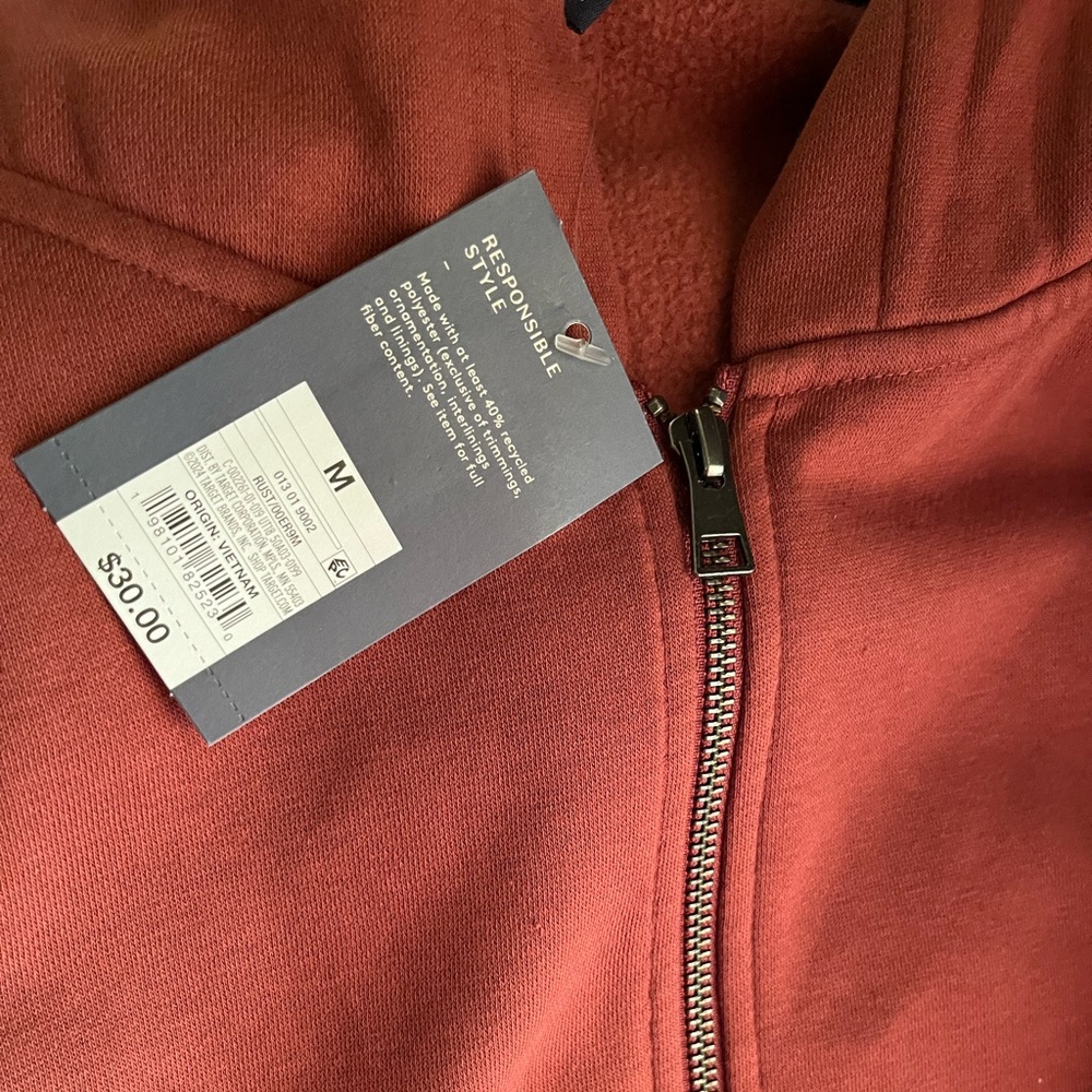 NWT Rust Zip Up Hoodie - Picture 3 of 3